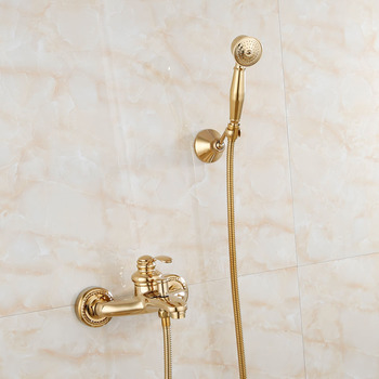 Luxury Wall Mount Polished Brass Tub Faucet Filtering Toilet Shower