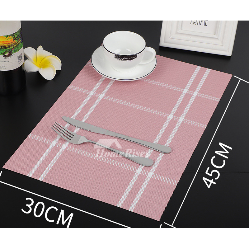 Modern Woven Placemats Set Colorful/Green/Blue/Pink Rectangule PVC