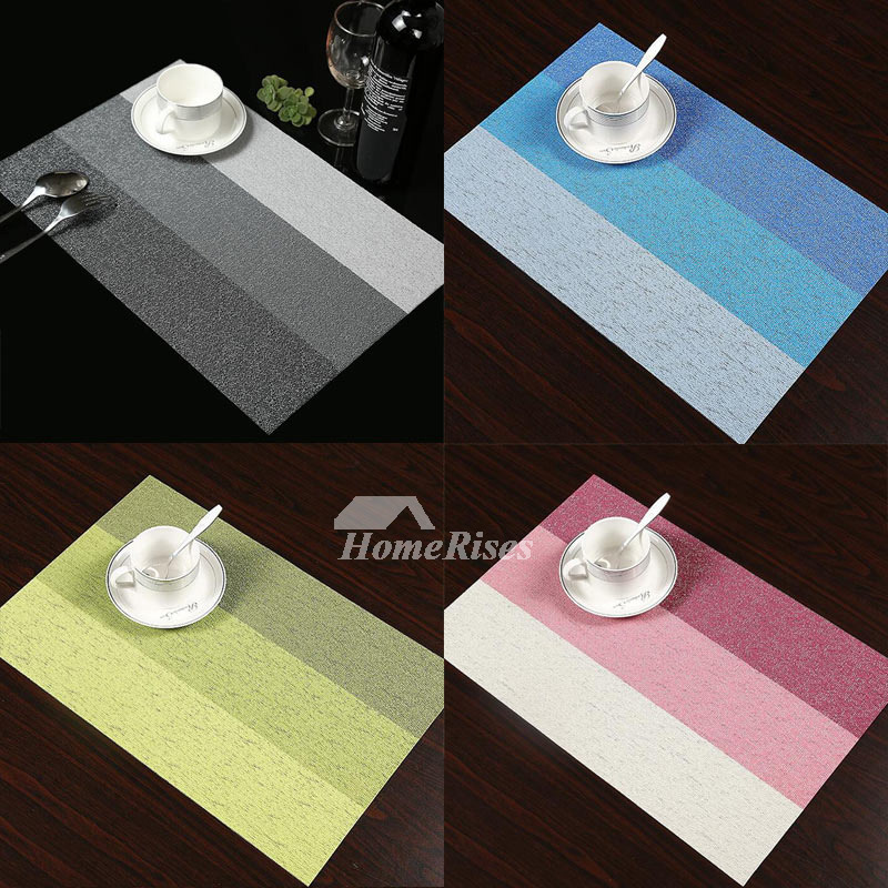 Modern Woven Placemats Set Colorful/Green/Blue/Pink Rectangule PVC