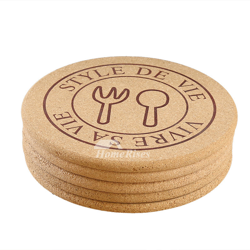 Round Imprinted Cork Coasters  Custom Natural Cork Drink Coasters