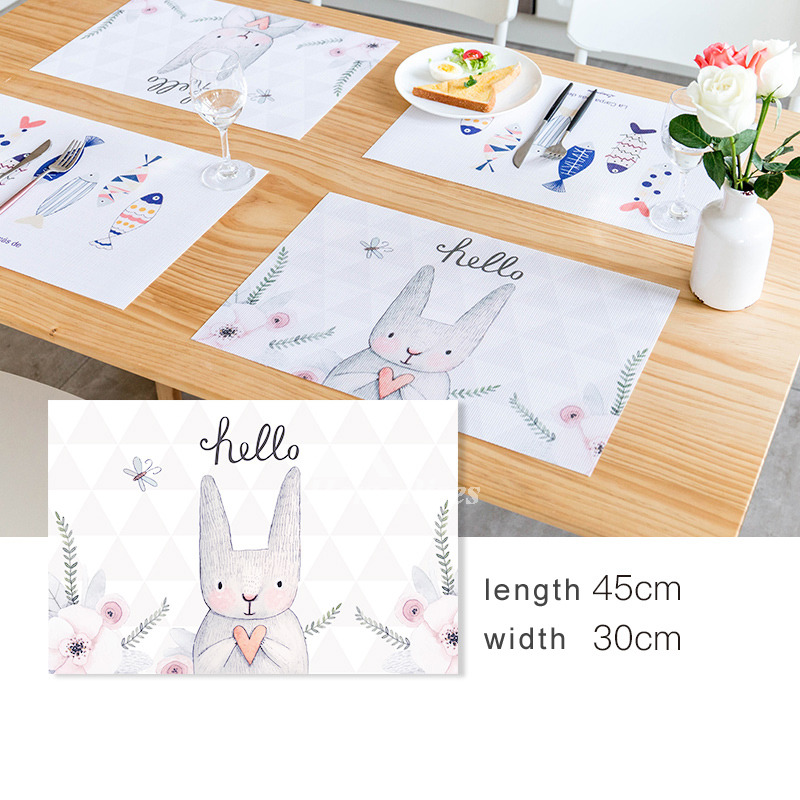 Cute Placemats PVC Decorative Rectangule Personalized Woven Kitchen
