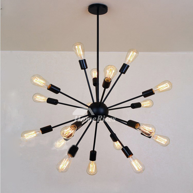 thumbnail image 2 of LynPon 18-Light Black Sputnik Chandelier – Modern Pendant Ceiling Light, Adjustable Height, E26 Bulbs, 30-inch Diameter (Made In USA) 2 of 5