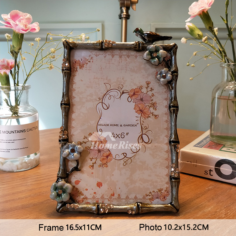 Vintage Picture Frames 4X6/5X3.5 Alloy Glass Small Rectangule/Round