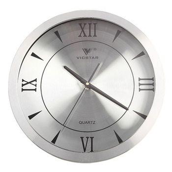 Silver Wall Clock Gold Round Metal Bedroom Analog Creative 12 Inch