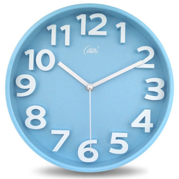 Blue Wall Clock Round 12 Inch Analog Modern White/Pink/Green/Red