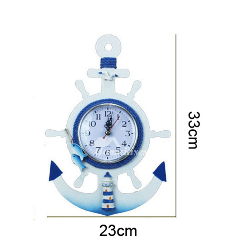 Clocks Wall Decor Clock Beach Themed 13" Wooden Nautical Kids Room