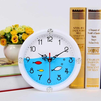 Small Wall Clocks Round White/Black  Kids Plastic Funny Analog