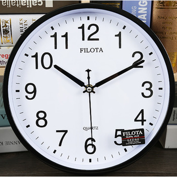 Modern Wall Clock Round Black/White Analog Plastic Bathroom 