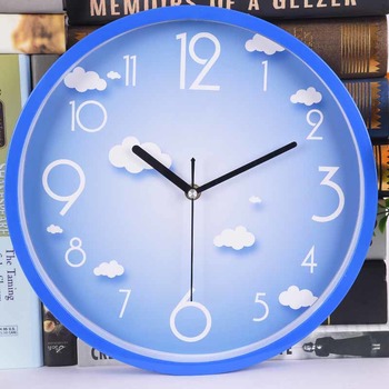 Kitchen Wall Clocks Round Blue/Yellow Plastic  Kids Unique
