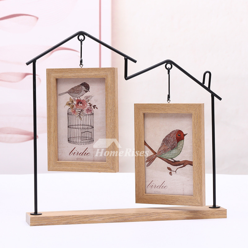 Hanging Picture Frames 4X6 Iron Wood Vintage Glass Unique Wholesale