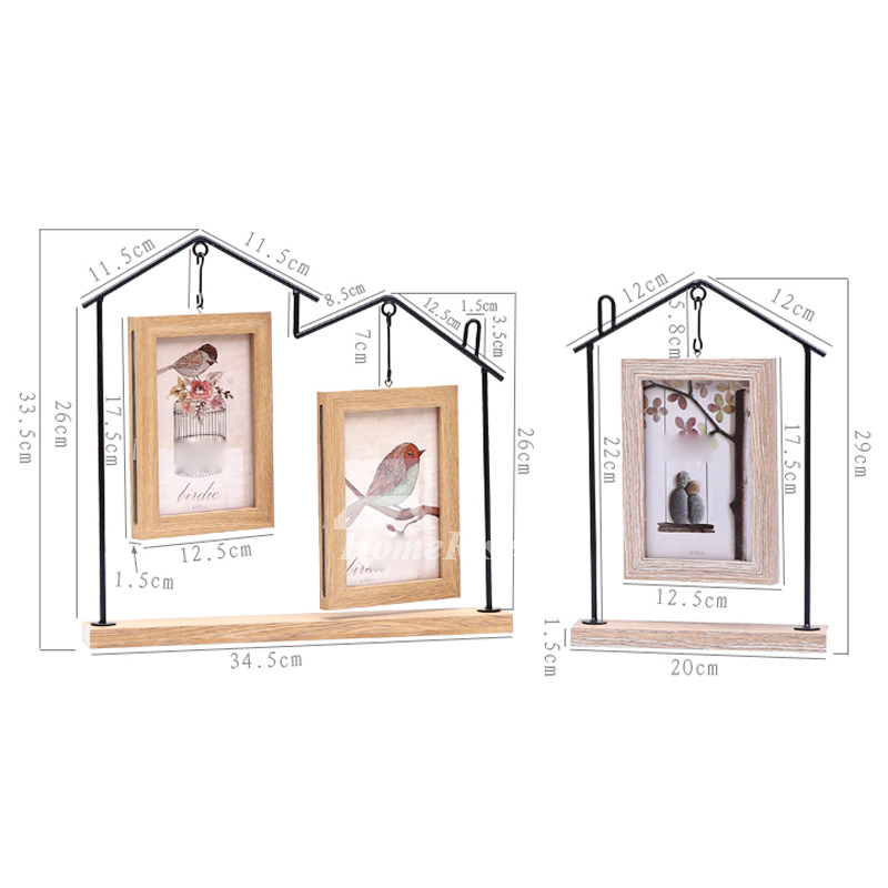 Hanging Picture Frames 4X6 Iron Wood Vintage Glass Unique Wholesale