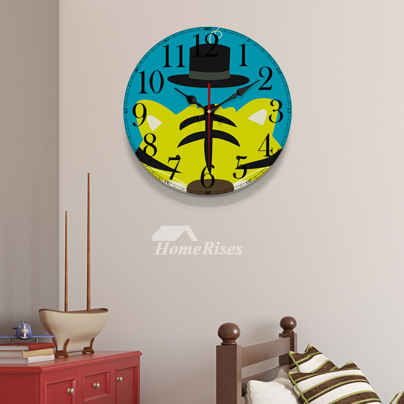 Art Deco Wall Clock Round 12/14/16/20 Inch Colorful Wooden Oversized