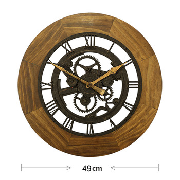 Industrial Mechanical Wall Clock Round 16/20 Inch Large Wood Plastic