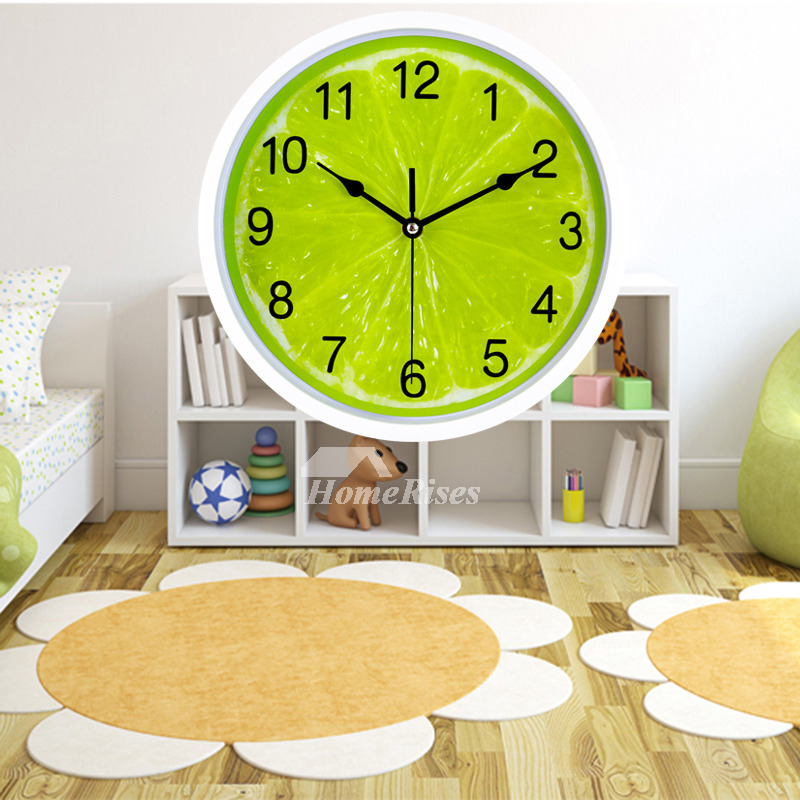 Wall Clocks Green Round Plastic 10/12 Inch Modern Decorative