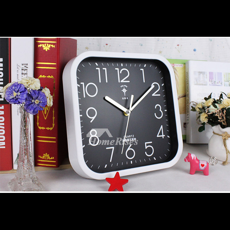 Square Wall Clock Green/Orange/White/Pink Plastic Glass Small 10 Inch