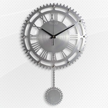 Gear Wall Clock Creative Mechanical Gold/Silver Large 16 Inch Pendulum
