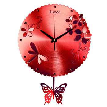 Red Wall Clock Beautiful Creative Pendulum 15 Inch Gold/Blue/Purple