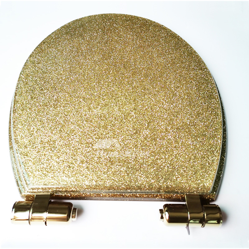 Gold Toilet Seat Glitter Resin Decorative Novelty Fancy Luxury Solid