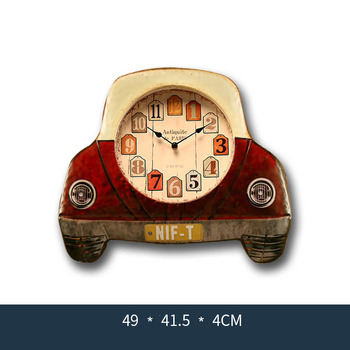 Vintage Wall Clocks Car Kids Silent Bedroom Metal Analog Novelty