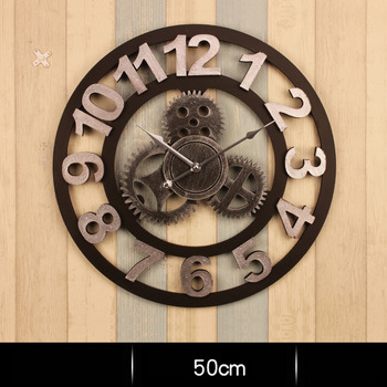 Gear Wall Clock Round 20 Inch Large Mechanical Industrial Skeleton