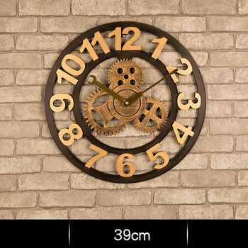 Industrial Wall Clock Gear Mechanical Round 16/20 Inch Large Skeleton