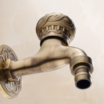 Outdoor Water Faucet Carved Antique Brass Wall Mount Laundary Gold