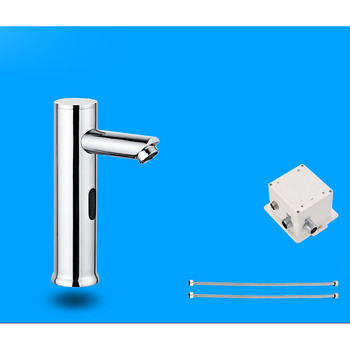 Brass Single Hole Bathroom Faucet Touchless Battery Touchless Silver