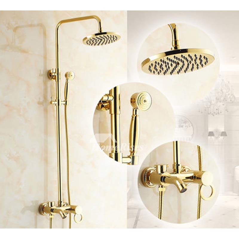 Polished Brass Gold Wall Mount Hand Shower Faucet Filtering Cheap