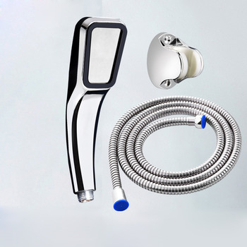 Designer Hand Shower Faucet Hose ABS Plastic Stainless Steel Set Silver