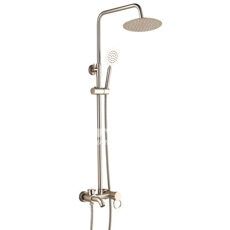 Solid 304 Brass Wall Mount Shower Fixtures Bathroom Silver Brushed