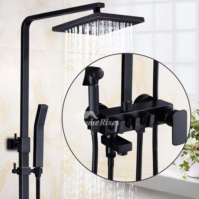 Matte Black Shower Faucet Square Wall Mount OilRubbed Bronze Best