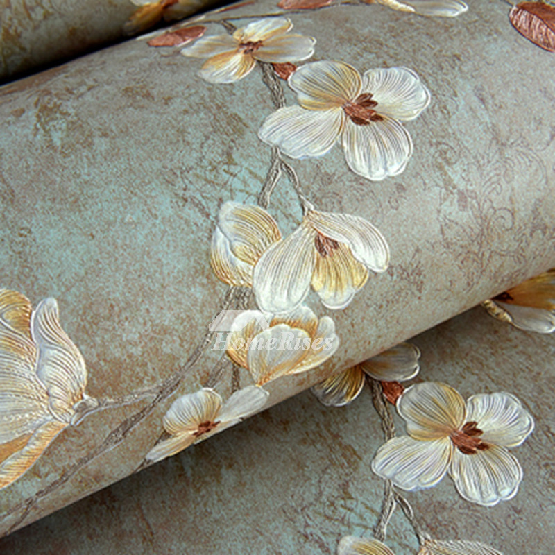 Floral Wallpaper Vintage Non Woven Fabric Home Art Decor Living Room