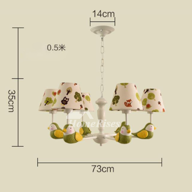 Nursery Chandelier 3/5/6 Light Rustic Kids Bird Bedroom Wrought Iron