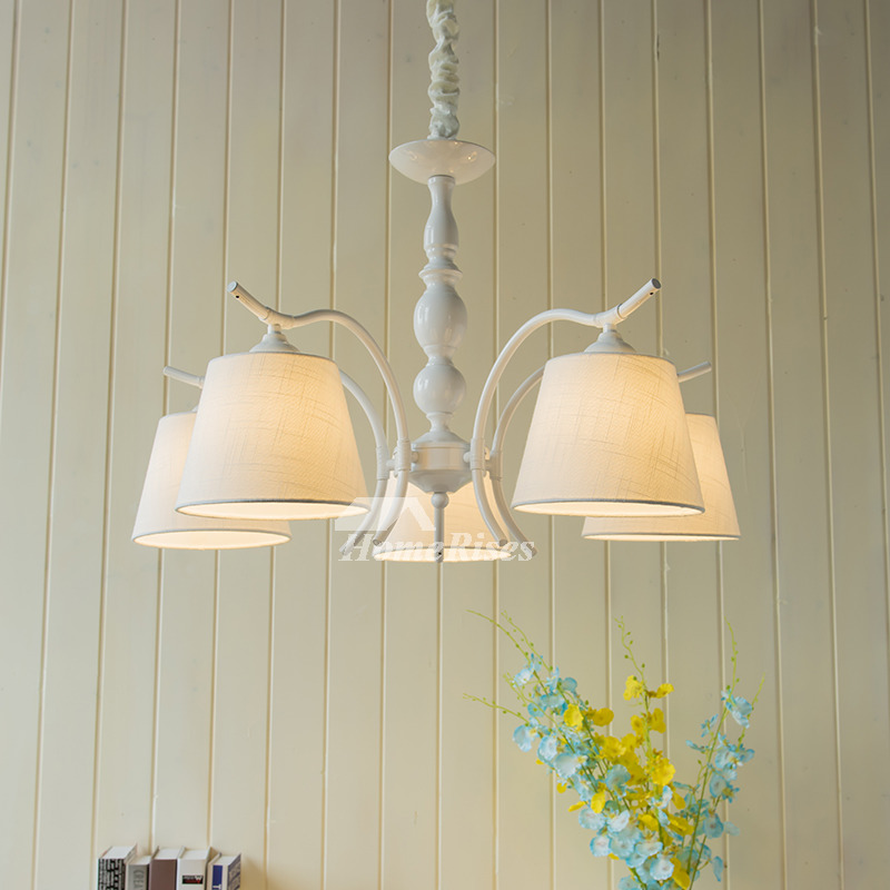 Rustic Chandeliers 3/5/6 Light Wrought Iron Fabric Bedroom Nursery