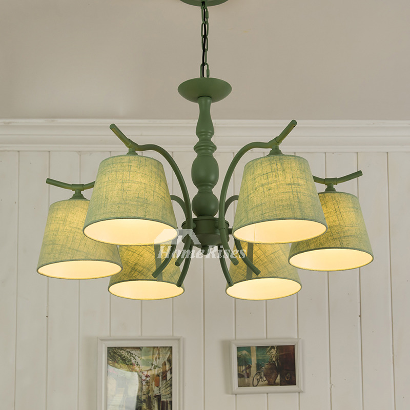 Rustic Chandeliers 3/5/6 Light Wrought Iron Fabric Bedroom Nursery