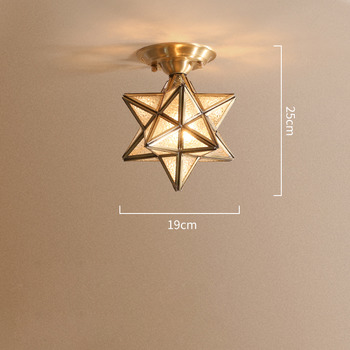 Star Ceiling Light Brass Glass Semi Flush Small Bathroom Outdoor 