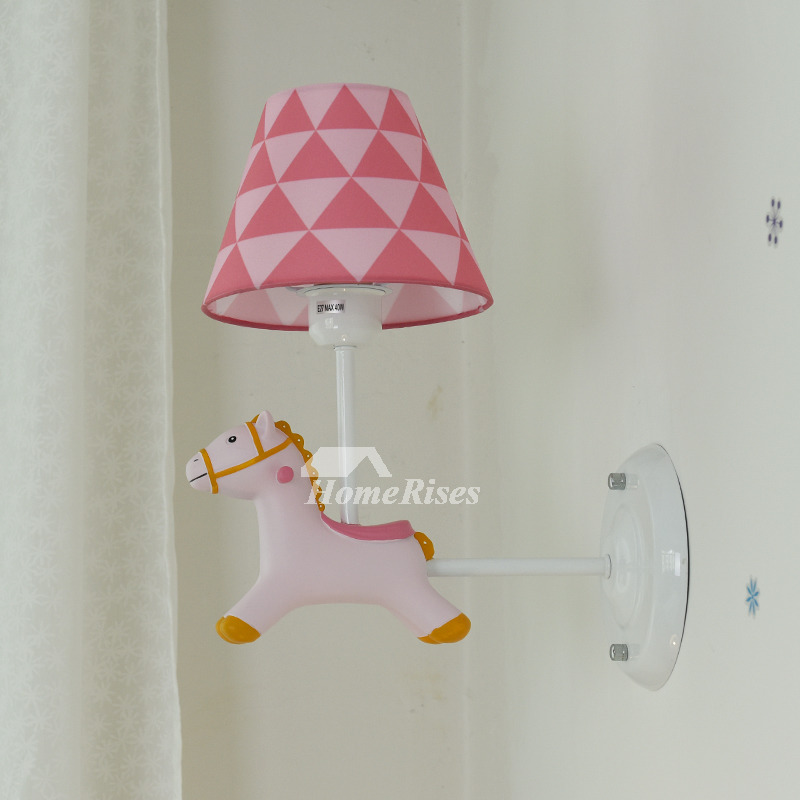 Nordic Modern Wall Sconces Kids Nursery Blue/Pink Wrought Iron Fabric
