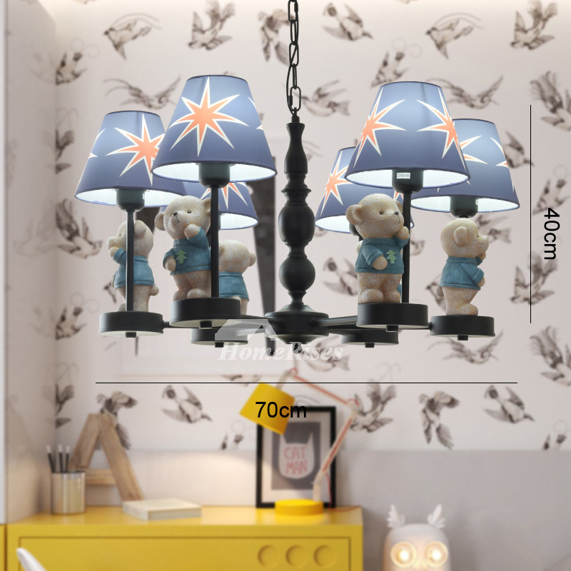 Bedroom Chandeliers 3/5/6 Light Creative Kids Nursery Wrought Iron