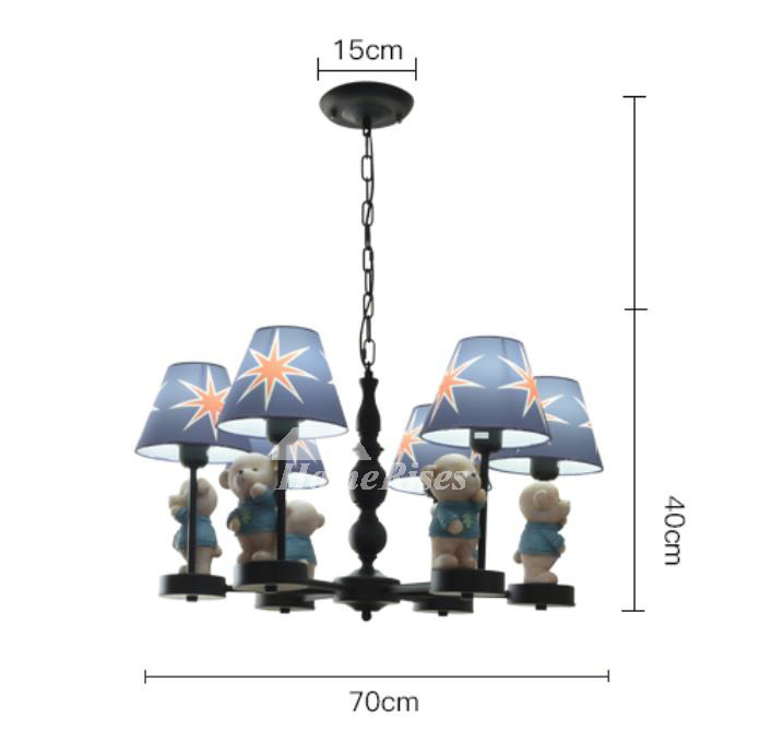 Bedroom Chandeliers 3/5/6 Light Creative Kids Nursery Wrought Iron