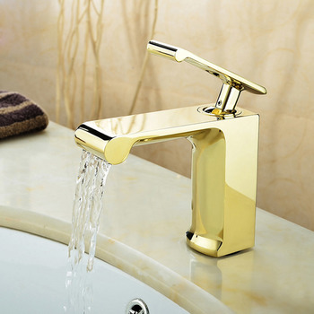 Polished Brass Bathroom Faucet Chrome Waterfall Vessel Single Hole