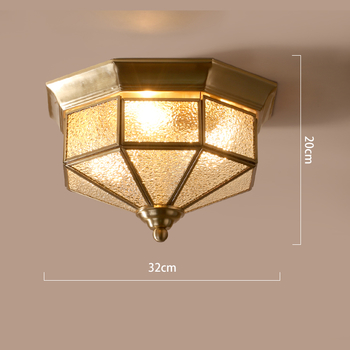 Flush Mount Ceiling Light Glass Rustic Bedroom 3 Light Outdoor Brass