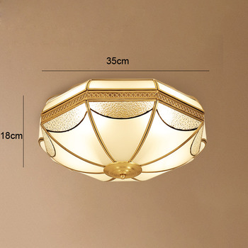Flush Mount Ceiling Light Fixtures Brass Glass 3/4 Light Living Room