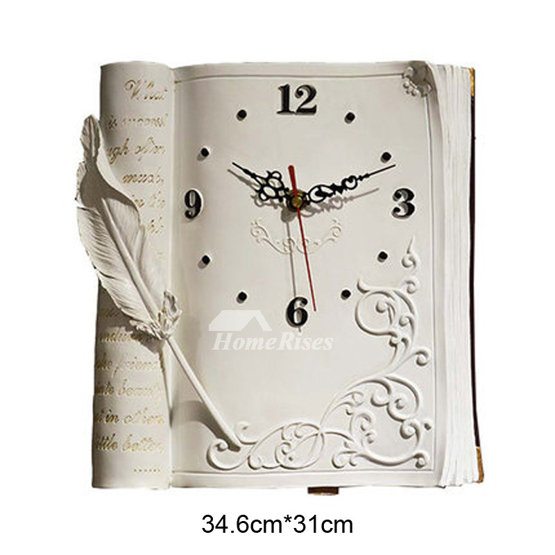 Creative Silent Wall Clock Small Resin Book Decorative Novelty Kitchen