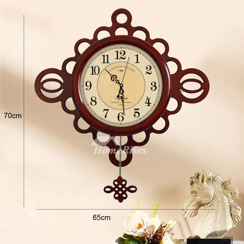 Wooden Wall Clock Pendulum Decorative Quiet Vintage Rustic Analog