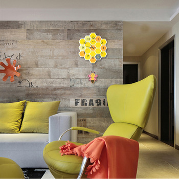 Fancy Wall Clocks Kids Quiet Colorful Wooden Glass 13 Inch Pendulum