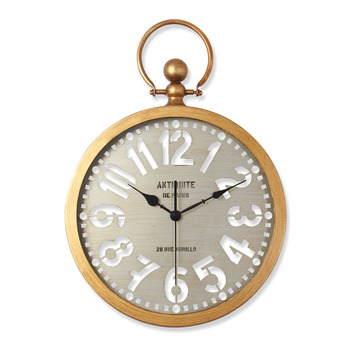 Led Wall Clock Wrought Iron Round Quiet 14/16 Inch Gold/Silver Large
