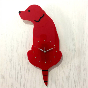 Unique Wall Clocks Dog Red/White Novelty Quartz Kids Cheap