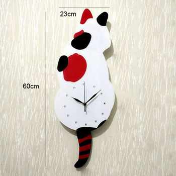 Cat Wall Clock Colorful/Black Unique Decorative Quiet Kids Pendulum