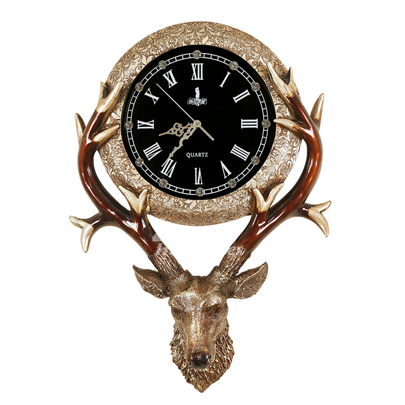 Art Deco Wall Clock Resin Glass Antler Gold/Silver/Blue Living Room