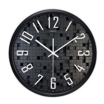 Black Wall Clock Silver/White 12/14/16 Inch Round Living Room Big